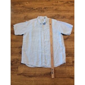 LL Bean Shirt Mens Extra Large Blue REG 100% Linen Casual Button Up Collared